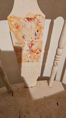 Antique white wooden high chair and booster seat