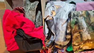 Small fabric scraps for quilting or sewing with wright's pattern board and quilting tools and more