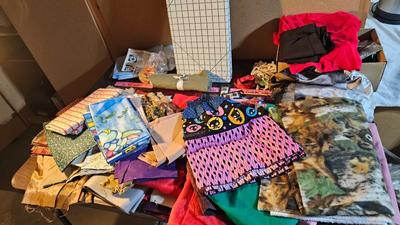 Small fabric scraps for quilting or sewing with wright's pattern board and quilting tools and more