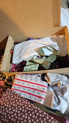 Small fabric scraps for quilting or sewing with wright's pattern board and quilting tools and more