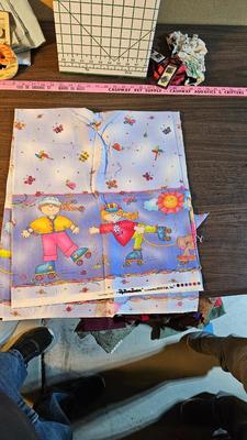 Small fabric scraps for quilting or sewing with wright's pattern board and quilting tools and more