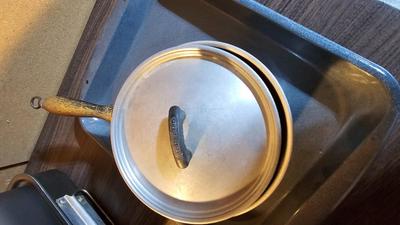 Knife set, pans and treys, large roaster