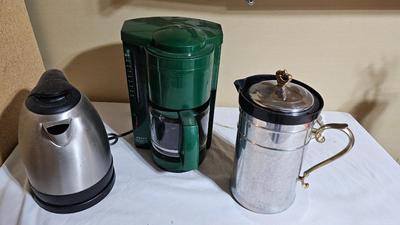 coffee pot, electric kettle and tea dispenser