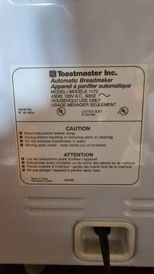 Toastmaster automatic bread maker