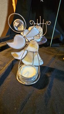 Mom & Dad floral cemetery grave memorial - Angel figures and a nice decorative cross