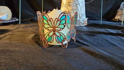 Mom & Dad floral cemetery grave memorial - Angel figures and a nice decorative cross