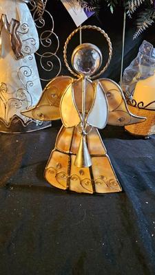 Mom & Dad floral cemetery grave memorial - Angel figures and a nice decorative cross