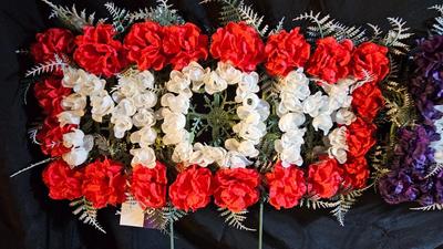 Mom & Dad floral cemetery grave memorial - Angel figures and a nice decorative cross