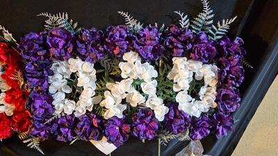 Mom & Dad floral cemetery grave memorial - Angel figures and a nice decorative cross