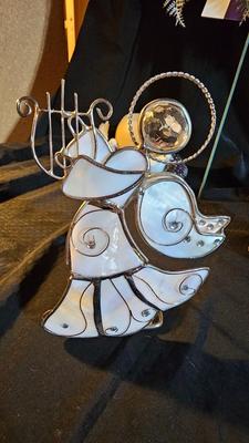 Mom & Dad floral cemetery grave memorial - Angel figures and a nice decorative cross