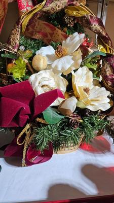 Christmas decorations - accent basket - candles - ornaments and more