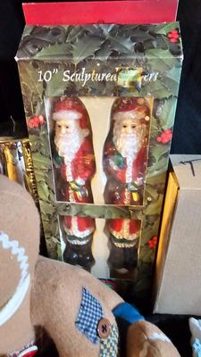 Christmas Decorations - Gingerbread - snowman / penguin tic-tac toe game, silver bow decorations and more