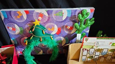 Christmas decorations and ring toss game