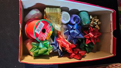 Christmas decorations and ring toss game