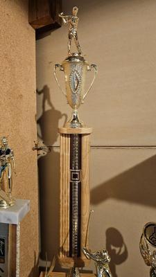 Vintage horsehoe and shooting trophys