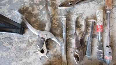 Vintage wood handled hand tools and more