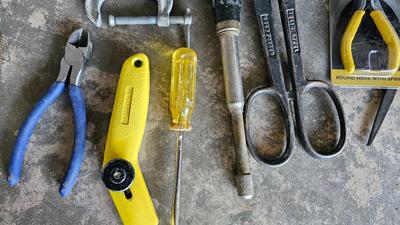 Nice small metal toolbox with assortment of hand tools