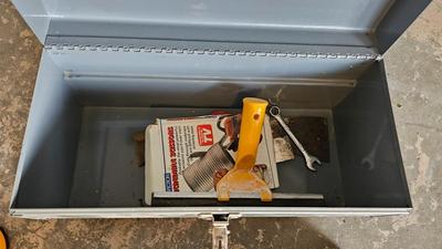 Nice small metal toolbox with assortment of hand tools