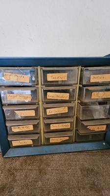 Hardware organizers complete with hardware