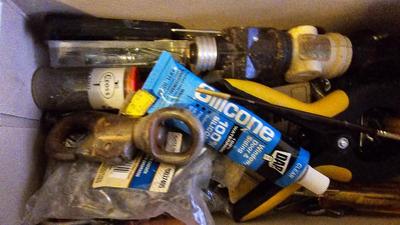 Two drawers of household hardware - screws - nails - small tools and more