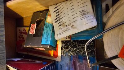 Two drawers of household hardware - screws - nails - small tools and more