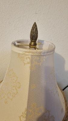 Gold base table lamp with vintage shade