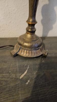Gold base table lamp with vintage shade