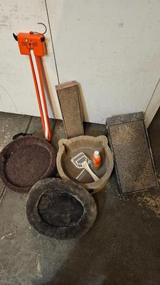 Cat beds, scratchers, and toys