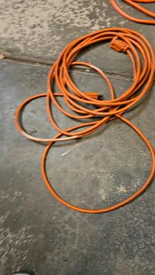 Extended Light bulb changer pole, extension cord and fire extinguisher