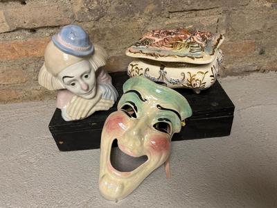 Clown themed items, jewelry box