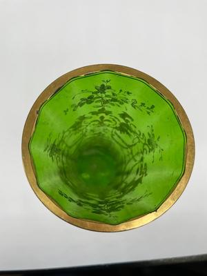 Hand-painted Green Glass Vase