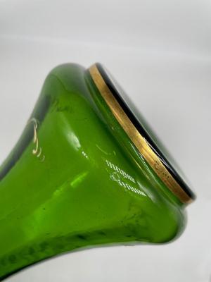 Hand-painted Green Glass Vase