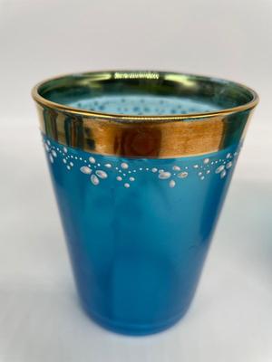 Blue Hand-painted Pitcher with 6 Glasses