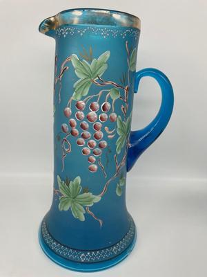 Blue Hand-painted Pitcher with 6 Glasses