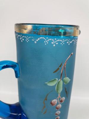 Blue Hand-painted Pitcher with 6 Glasses