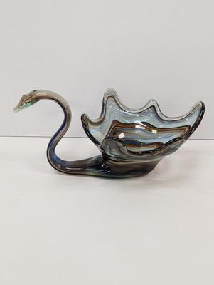 Vintage 1970's Hand Blown Glass Swan