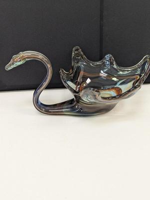 Vintage 1970's Hand Blown Glass Swan