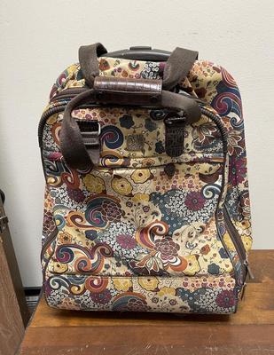 BRIGHTON Whimsy Flower Bloom Rolling Weekender Carry On Suitcase 21” X 16” X 8"