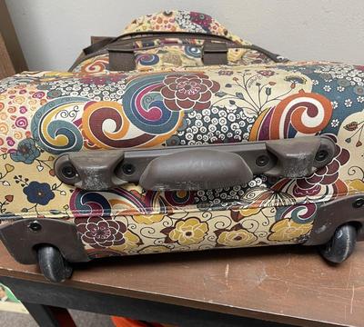 BRIGHTON Whimsy Flower Bloom Rolling Weekender Carry On Suitcase 21” X 16” X 8"