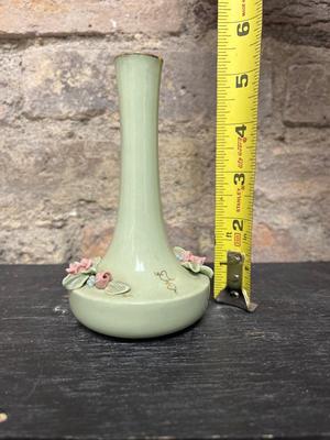 Beebe bud vase and antique Bel-Bon milk glass mini canisters
