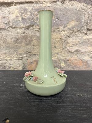 Beebe bud vase and antique Bel-Bon milk glass mini canisters