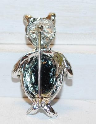 VINTAGE 1950-1960's BLACK EYED & BELLY Stones FOX Brooch (1¾" x 1") on a Silver Tone Base