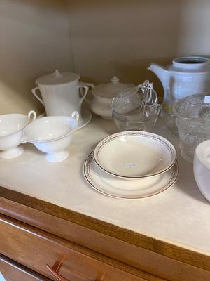 Kitchen Pink yellow & white dishes