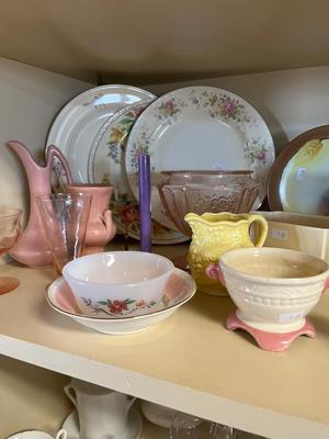 Kitchen Pink yellow & white dishes