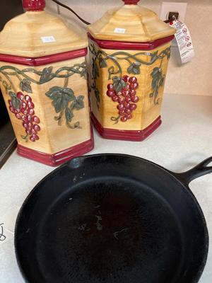 Canisters and Cast Iron skillet