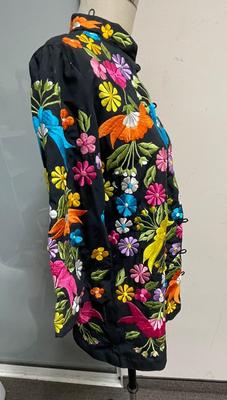 Vintage Embroidered Floral Tunic Chuchi Asian Spring Top Jacket