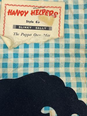 Vintage Turquoise Gignac Oven Mit Fabric Puppets with faces by Happy Helpers
