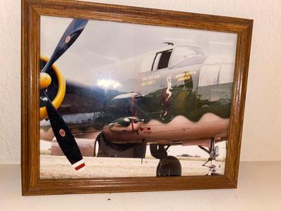 32 OUNCE "PROMOTED TO GRANDPA" MUG AND PHOTOGRAPHS OF AN OLD FIGHTER PLANE AND OTHER INTERESTING ITEMS