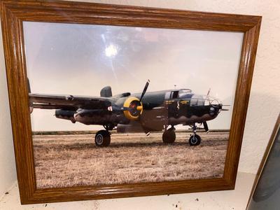 32 OUNCE "PROMOTED TO GRANDPA" MUG AND PHOTOGRAPHS OF AN OLD FIGHTER PLANE AND OTHER INTERESTING ITEMS