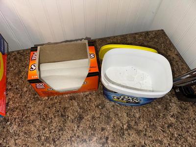 DURABILT IRON, TIDE LAUNDRY DETERGENT, OXI CLEAN VERSATILE STAIN REMOVER POWDER AND FABRIC SOFTENER SHEETS